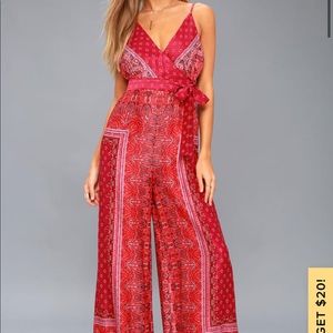 Free People Cabbage Rose Pink Multi Print Jumpsuit